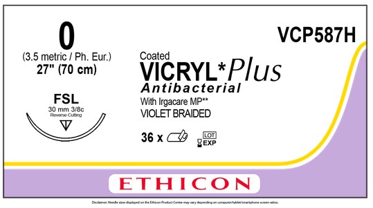Vicryl Plus VCP587H, 0 metric 3,5,  FSL