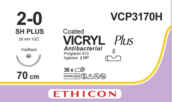 Vicryl VCP3170H, USP 2-0 metric 3