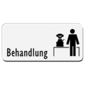 Praxisschild - Behandlung, mit Symbol,sw