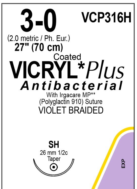 Vicryl Plus VCP316H, USP 3/0 metric 2