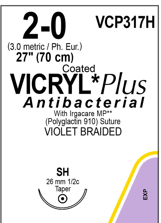 Vicryl Plus VCP317H, metric 3, SH
