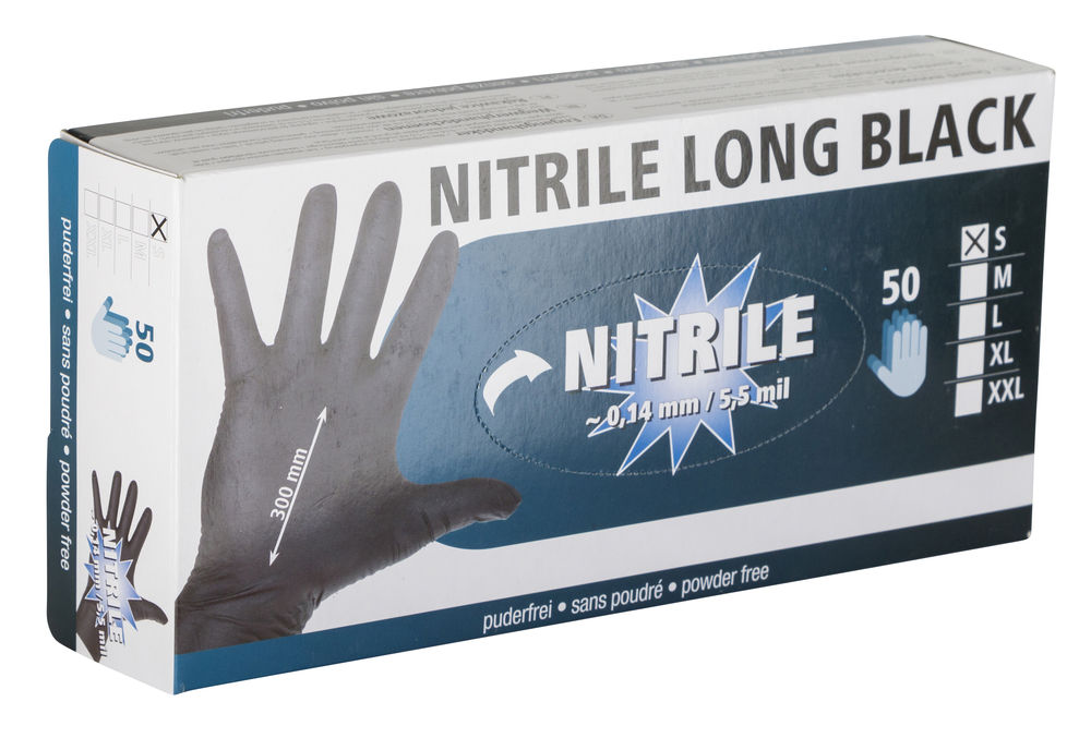 Einmalhandschuhe Nitrile Long Black Gr.M